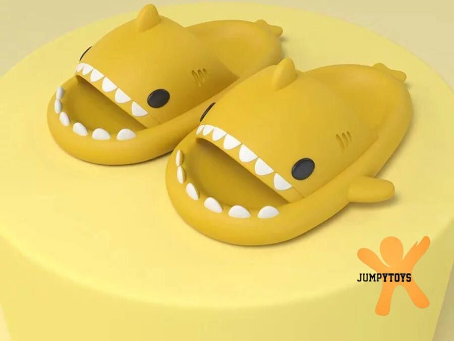 Sharkyslides Jumpytoys SHARKYSLIDES KIDS JUMPYTOYS Badslippers Haai Slippers EVA Product FUNKY YELLOW