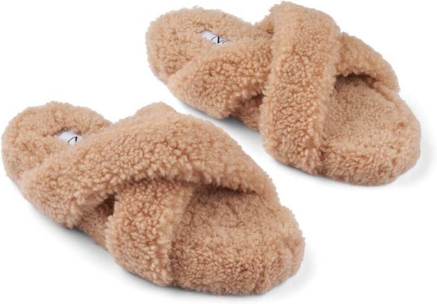 Sheepskin House Curly Cross Slipper Schapenvacht Rubberen buitenzool