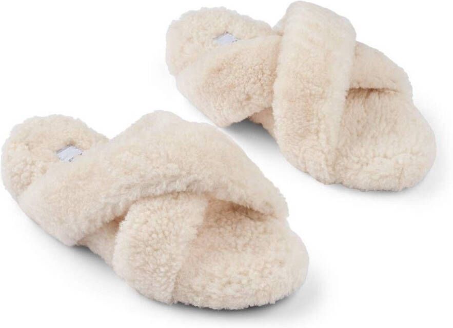 Sheepskin House Curly Cross Slipper Schapenvacht Rubberen buitenzool