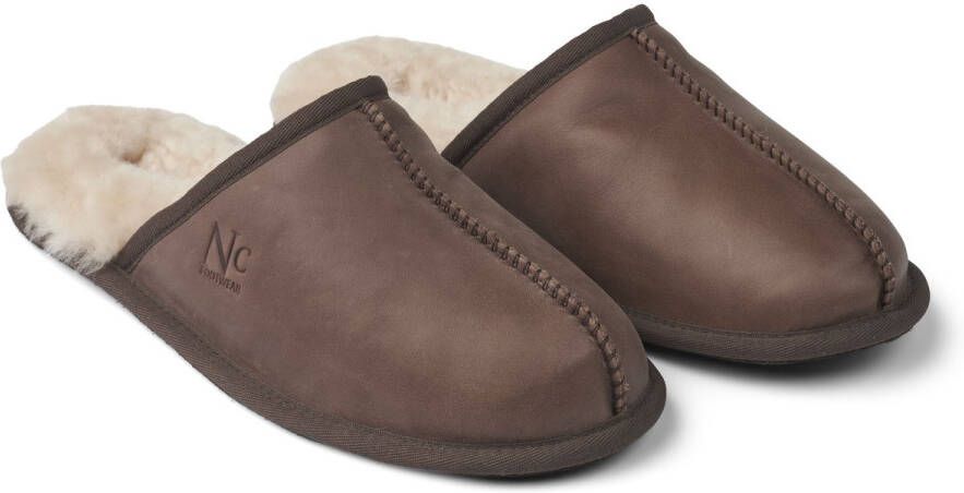 Sheepskin House Heren Pantoffel Schapenvacht Buitenzool van runder suède