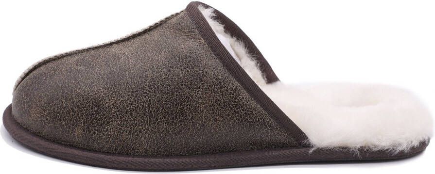 Sheepskin House Heren Pantoffel Schapenvacht Buitenzool van runder suède
