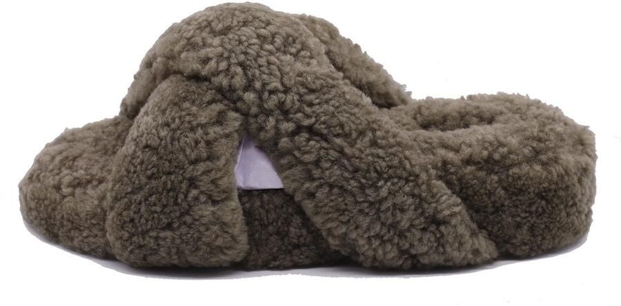 Sheepskin House Curly Cross Slipper Schapenvacht Rubberen buitenzool - Foto 2