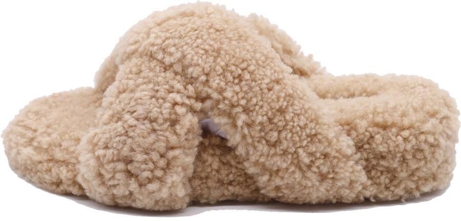 Sheepskin House Curly Cross Slipper Schapenvacht Rubberen buitenzool - Foto 2