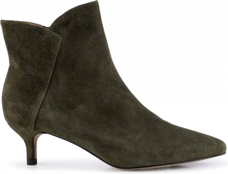 Shoe the Bear Saga Zip Dames Suede Booties Green Dames