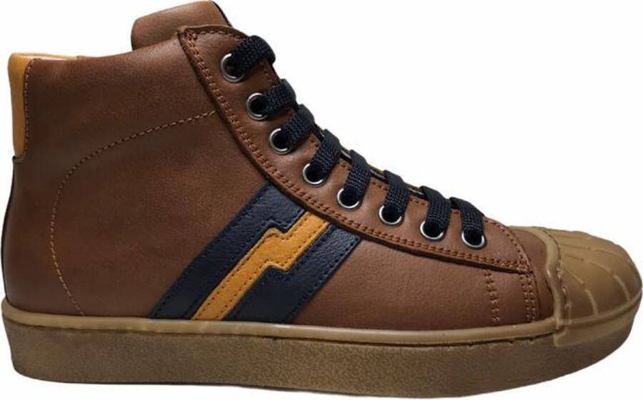 SHO.E.B.76 rits veter bumper hoge lederen sneakers 6115 camel - Foto 1