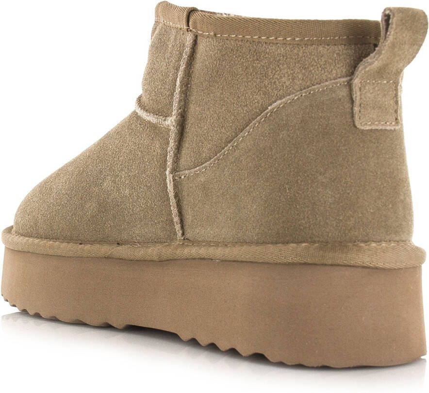 Shoecolate Classic ultra faux fur boot Taupe Suede Bont Dames