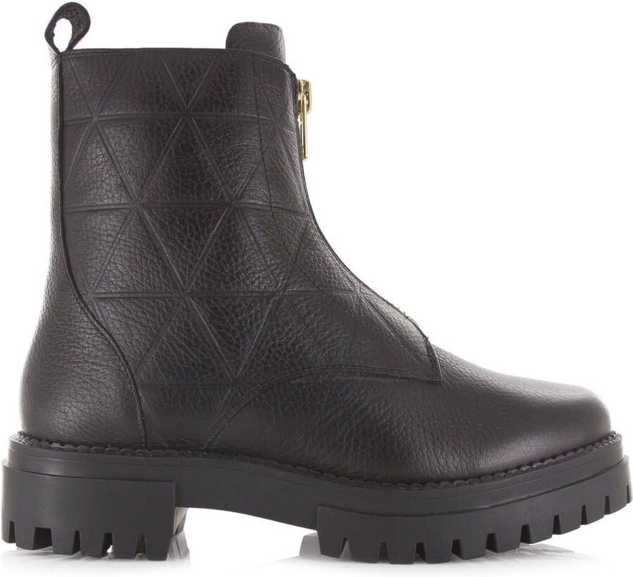Shoecolate Leren boots met front zip Zwart Leer Biker boots Dames