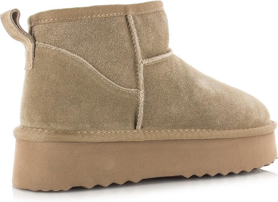 Shoecolate Classic ultra faux fur boot Taupe Suede Bont Dames