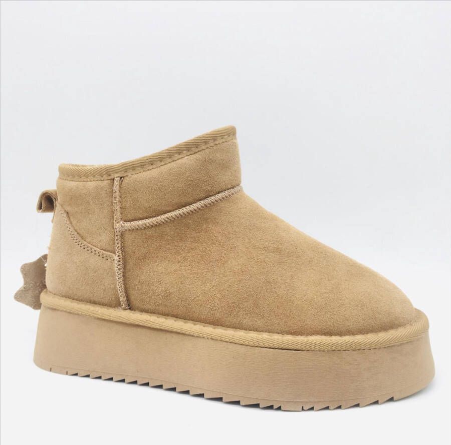 Shoekueen Dames Enkellaarzen Leer Slof Beige