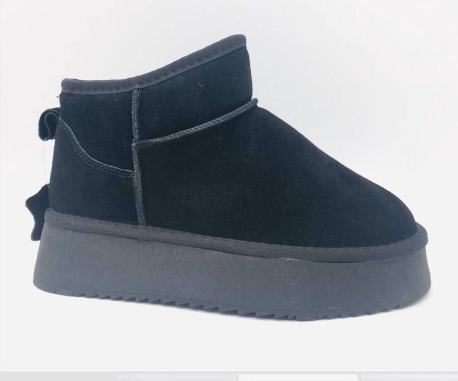 Shoekueen Dames Enkellaarzen Leer Slof Zwart