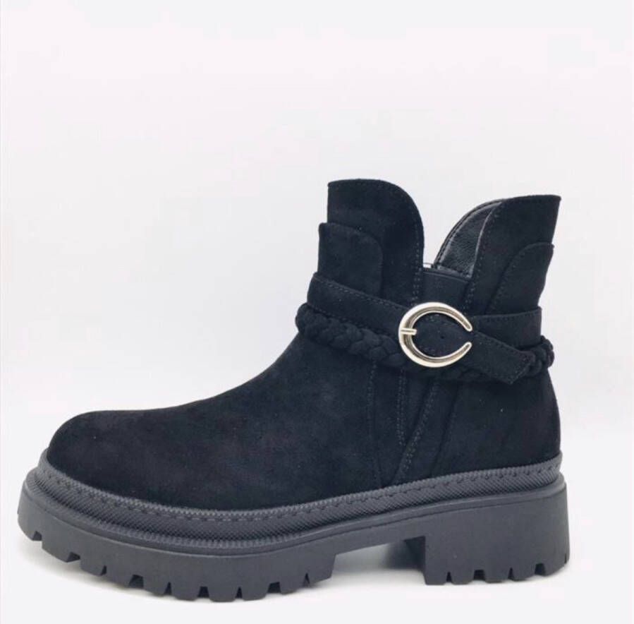 Shoekueen Dames Laarzen Suede Vlecht Zwart