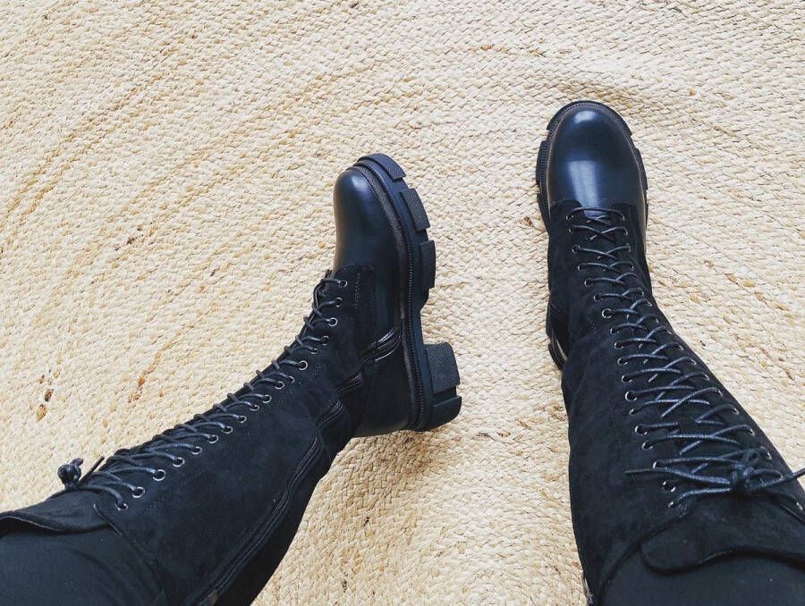 Shoekueen Dames Laarzen Veters Suede Leer Schoenen