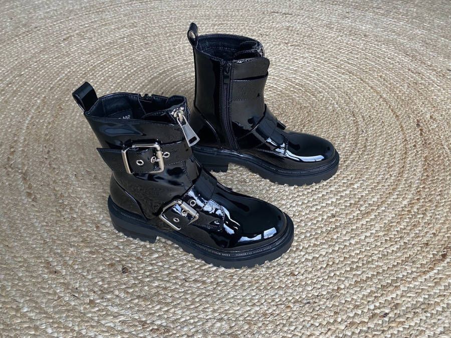 Shoekueen Enkellaarzen zwart gespen dames