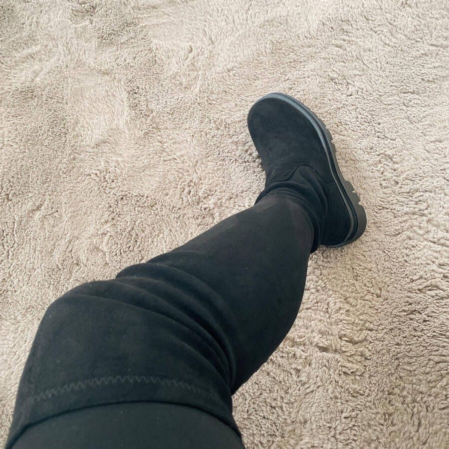 Shoekueen Dames Overknee Laarzen Zwart Suede