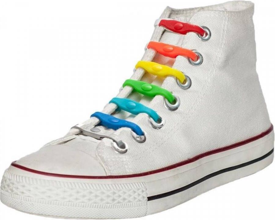 Shoeps 14x elastische veters regenboog kleuren Sneakers gympen  sportschoenen elastieken veters Hulp bij veters strikken - Schoenen.nl