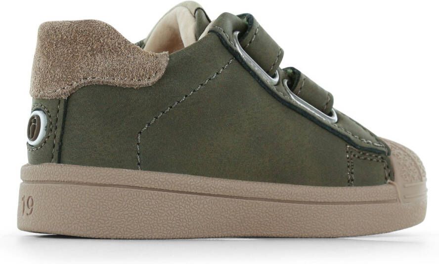 Shoesme Baby Babysneakers Jongens Dark Green Taupe Leer