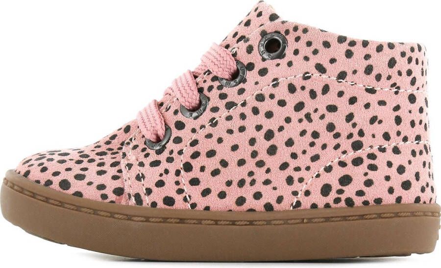 Shoesme Baby Enkelboots Meisjes Pink Black Dots Leer