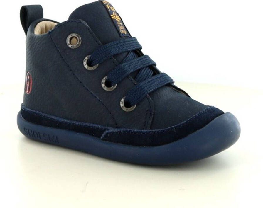 Shoesme Baby Veterschoenen Dark Bleu Leer