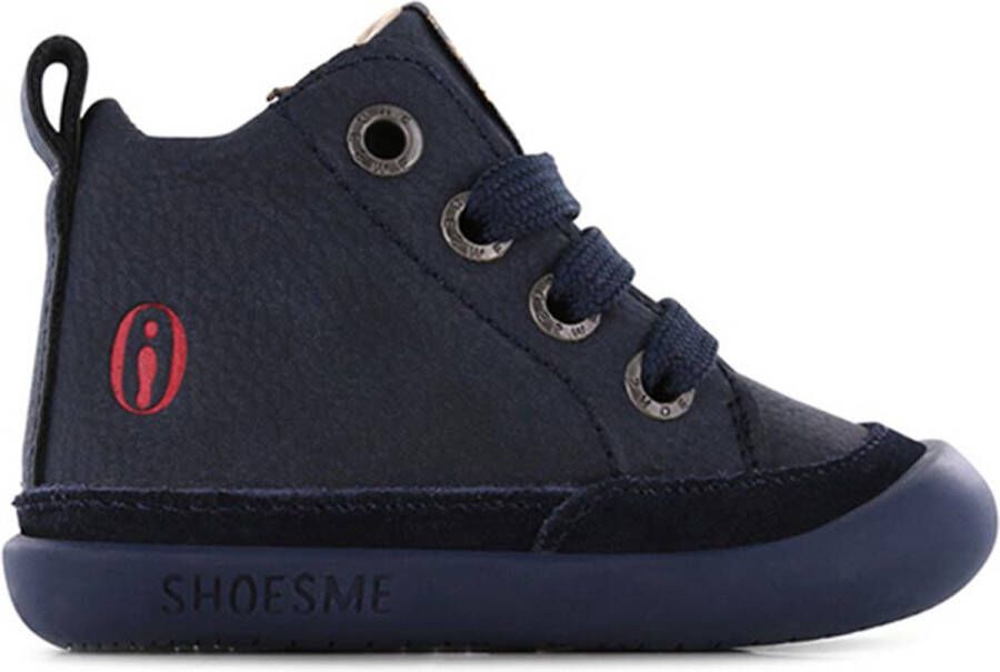 Shoesme Baby Veterschoenen Dark Bleu Leer