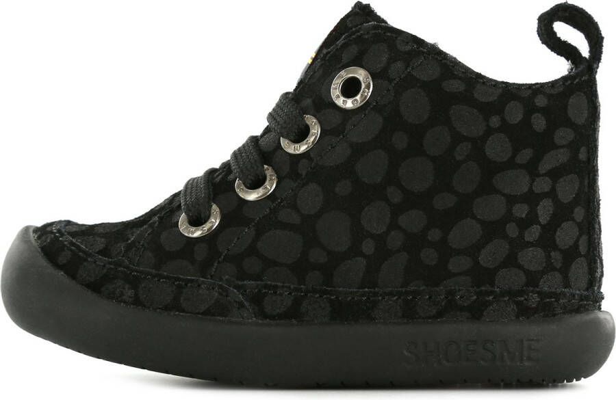 Shoesme Baby | Veterschoenen | Meisjes jongens | BLACK ANIMAL PRINT | Leer