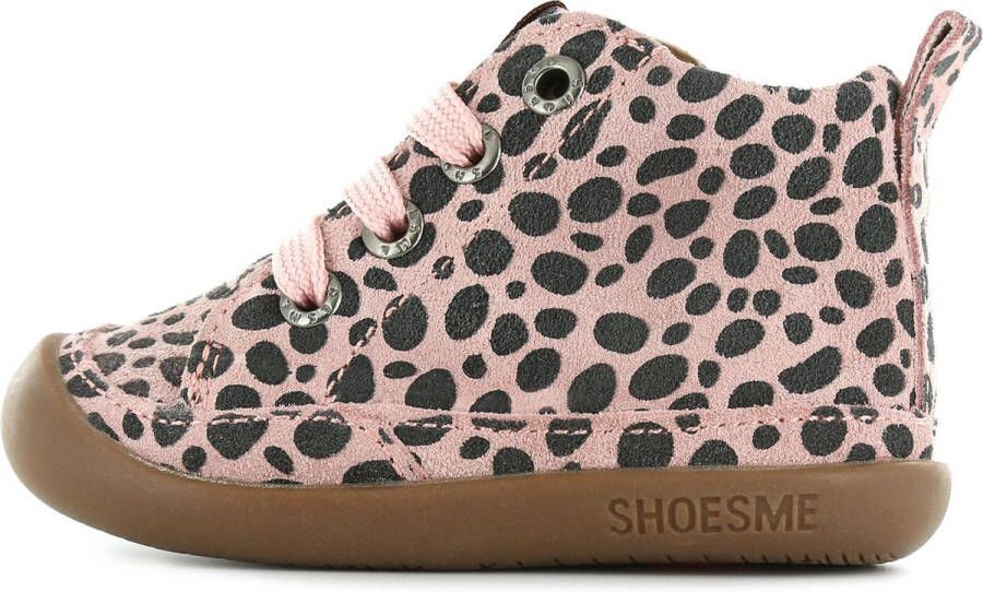 Shoesme Baby | Veterschoenen | Meisjes jongens | PINK ANIMAL PRINT | Leer