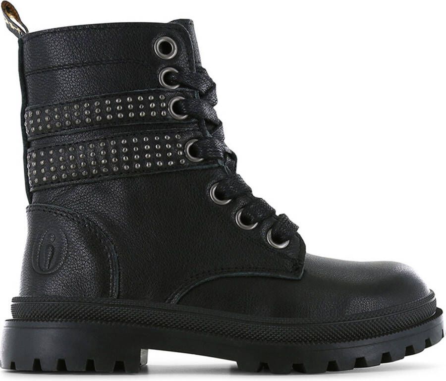 Shoesme leren veterboots met studs zwart Meisjes Leer Effen 26 - Foto 2