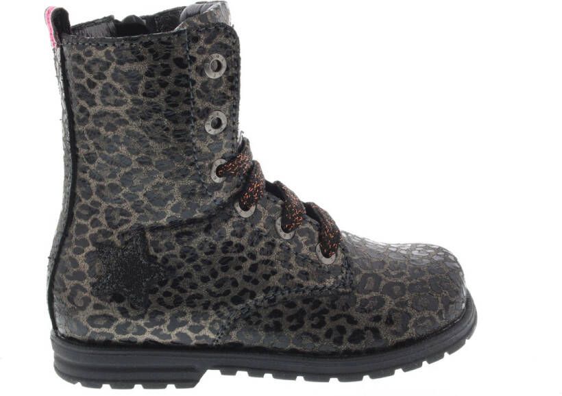 Shoesme DE20W094-I leren veterboots metallic panterprint