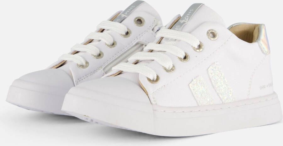 Shoesme leren sneakers wit zilver Meisjes Leer Meerkleurig 33