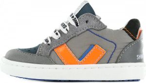 Shoesme grijze sneaker met oranje en blauwe details
