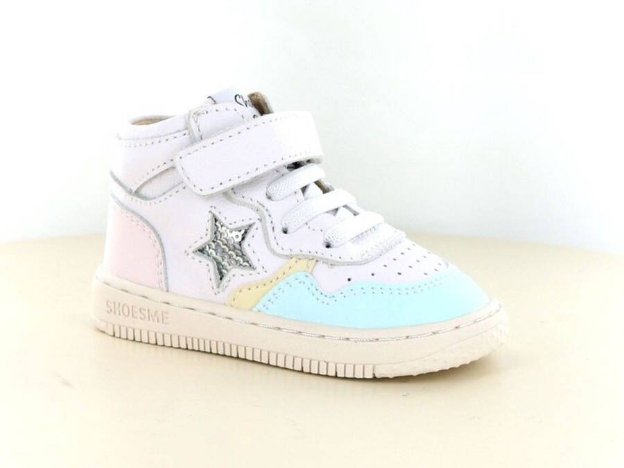 Shoesme leren sneakers wit blauw roze Leer Meerkleurig 21