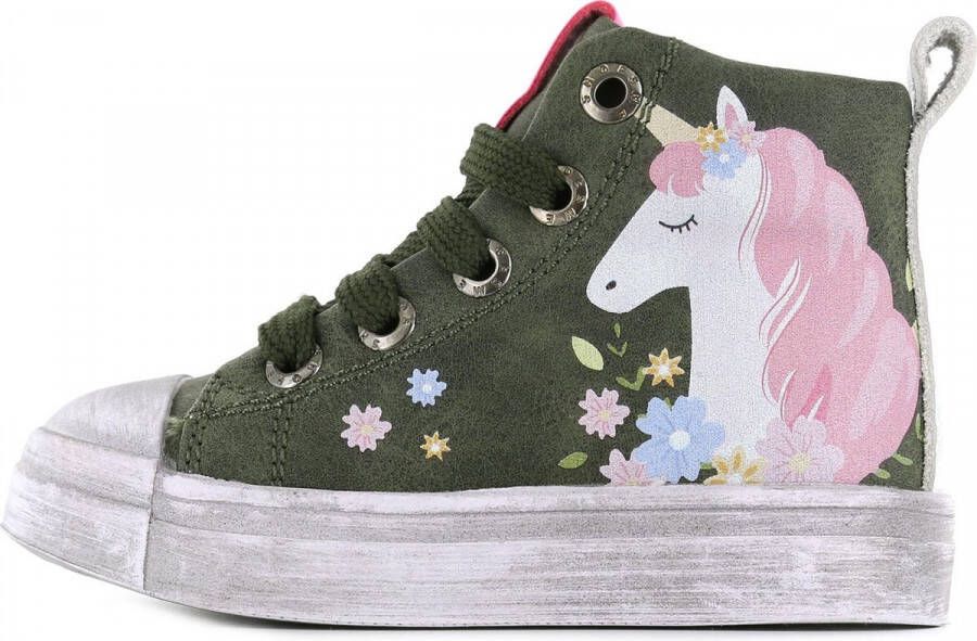 Shoesme SH21W020 B hoge leren sneakers groen roze - Foto 3
