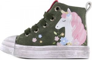 Shoesme hoge groene sneaker met unicorn print
