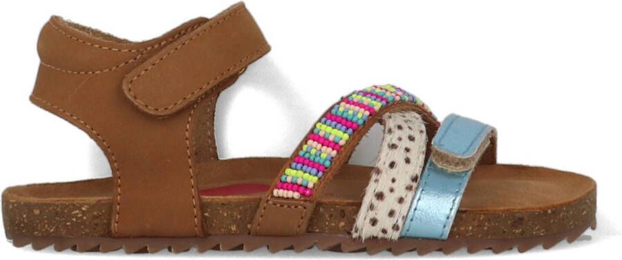 Shoesme leren sandalen met kraaltjes bruin multi Meisjes Leer All over print 27
