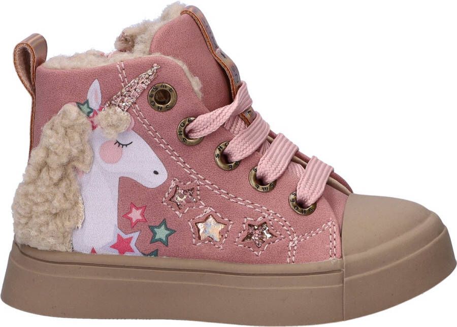 Shoesme Unicorn Veterboots roze Leer Kinderschoenen