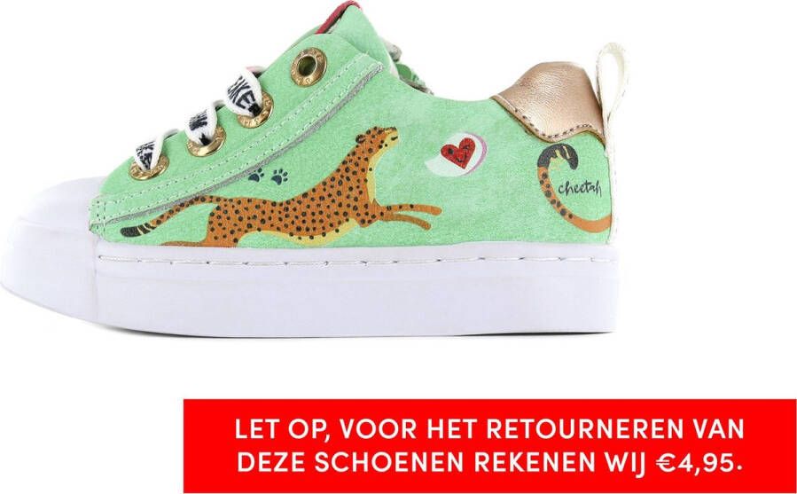 Shoesme mintgroene sneaker met luipaardprint