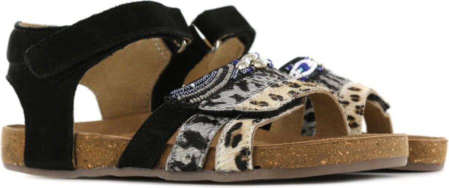Shoesme IC22S008-A leren sandalen met dierenprint zwart