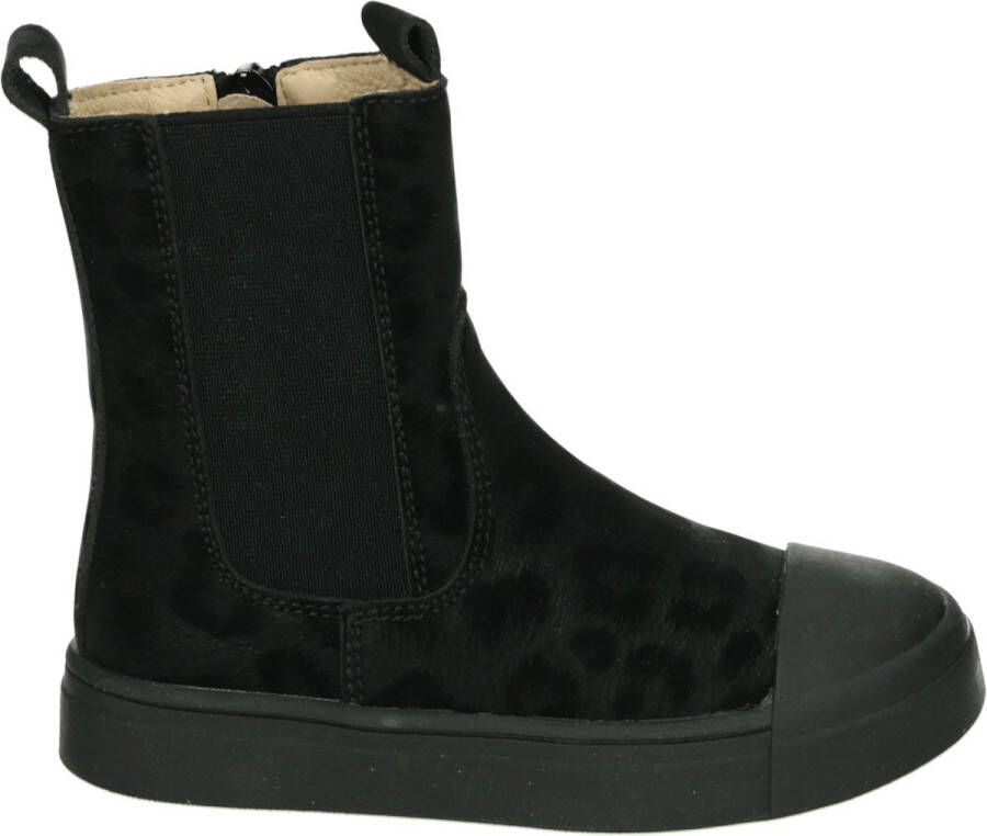 Shoesme zwarte chelseaboot met panterprint