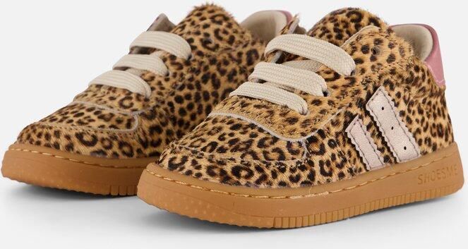Shoesme leren sneakers met ponyhair en panterprint beige zwart - Foto 4