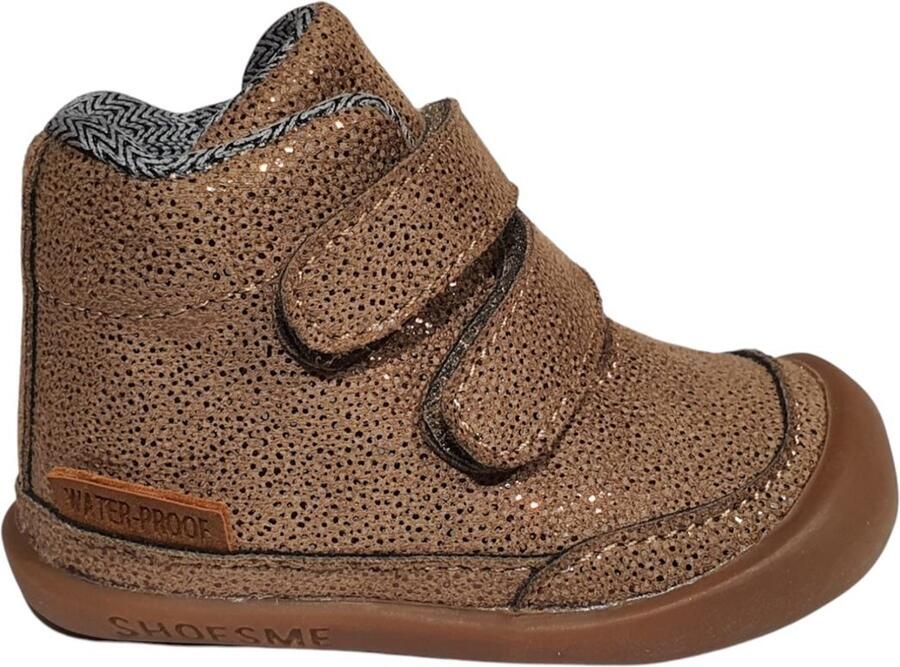 Shoesme Baby Klittenbandschoenen Meisjes Bronze metallic Waterproof membraan