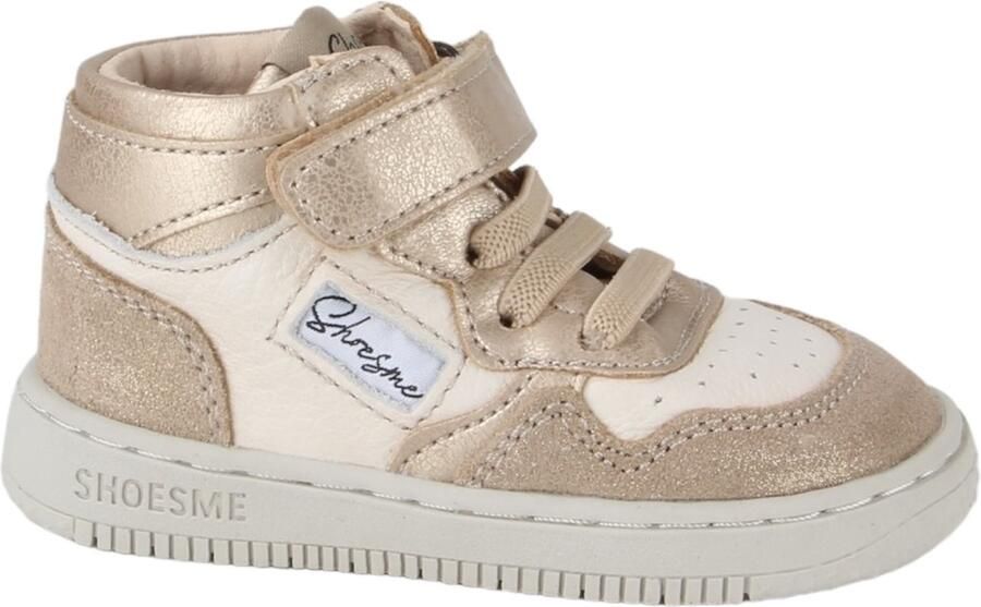 Shoesme Beige-Goud Basket Sneakertje Sneakers Kinderen Meisjes Gold Beige Microfiber leer