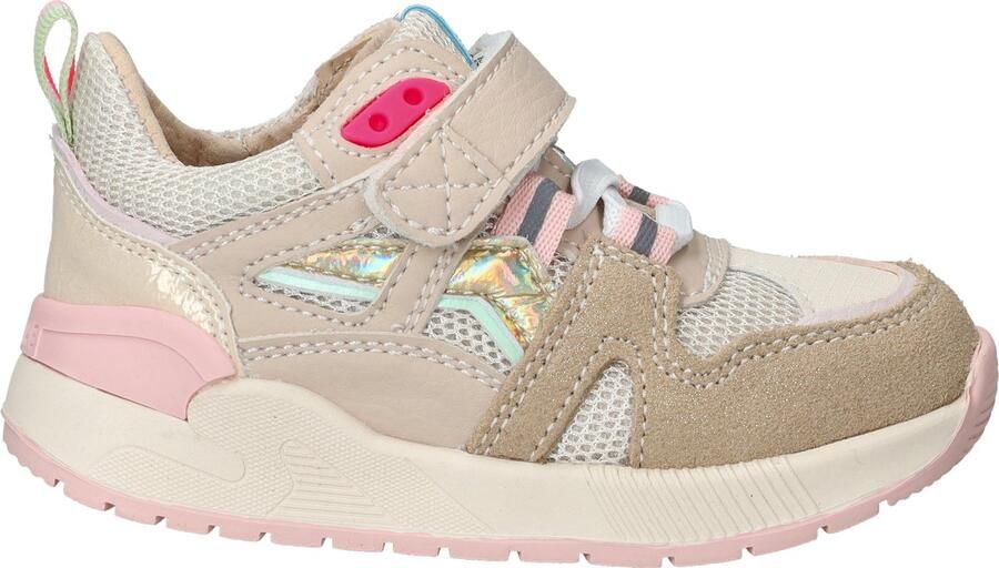 Shoesme Beige Sneaker Sneakers Kinderen Beige Pink Microfiber leer