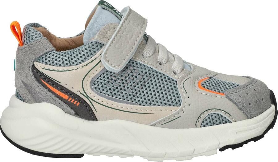 Shoesme Grijs Sneakertje Sneakers Kinderen Jongens Grey Orange Microfiber leer