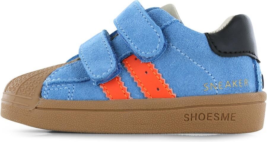 Shoesme Blauw Sneakertje Sneakers Kinderen Jongens BLUE ORANGE Suède