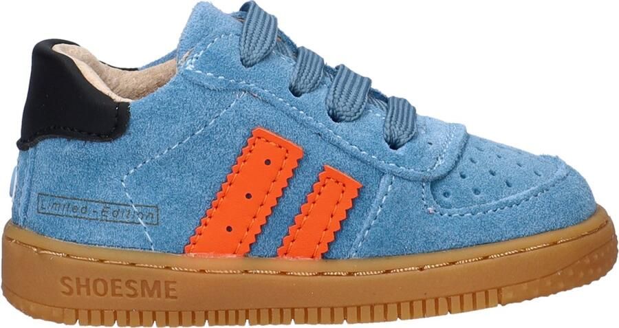 Shoesme Blauw Sneakertje Sneakers Kinderen Jongens BLUE ORANGE Suède