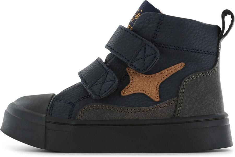 Shoesme Blauwe Bootie Met Cognac Patch Sneakers Kinderen Jongens Dark Blue Microfiber nubuck - Foto 3