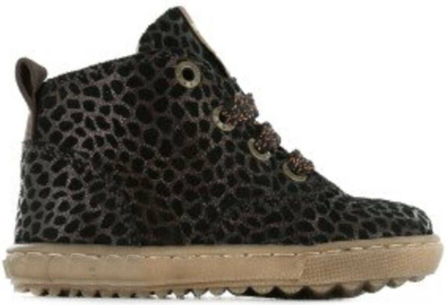 Shoesme EF21W035-A leren veterboots met panterprint brons zwart - Foto 2