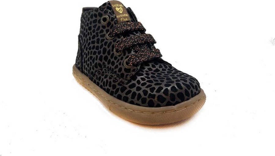 Shoesme EF21W035-A leren veterboots met panterprint brons zwart - Foto 8