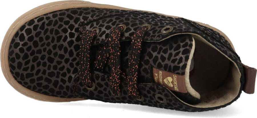 Shoesme EF21W035-A leren veterboots met panterprint brons zwart - Foto 12