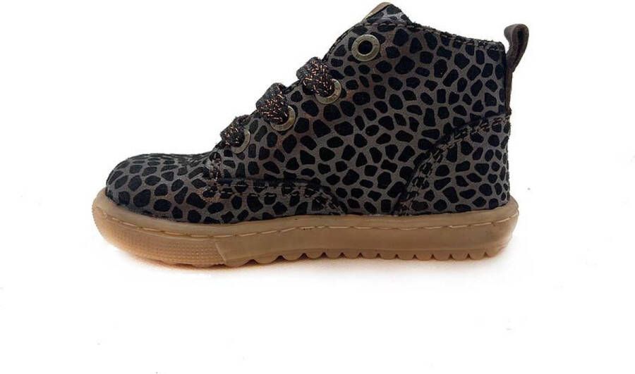 Shoesme EF21W035-A leren veterboots met panterprint brons zwart - Foto 6