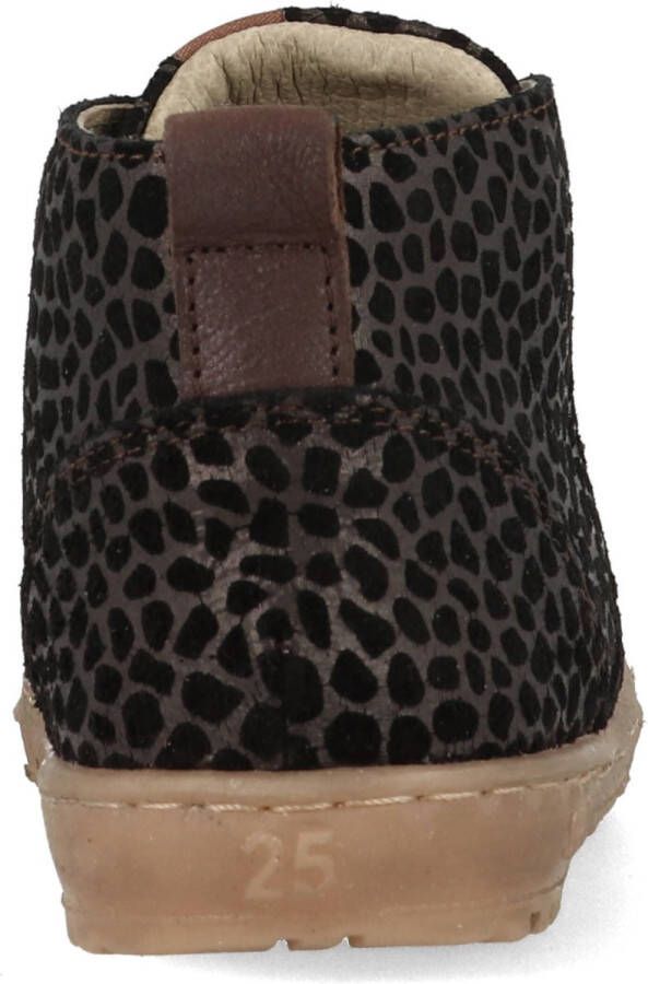 Shoesme EF21W035-A leren veterboots met panterprint brons zwart - Foto 4